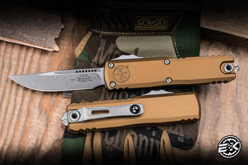 Microtech UTX-85 Gen IV OTF Automatic Knife Tan 3" M390 Apocalyptic Stonewash 12314-10APTA