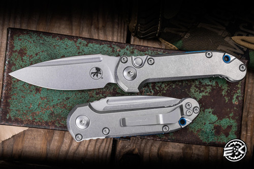 Microtech Marfione Select LUDT Gen III Automatic Folding Knife Titanium 3.4" M390 Clip Point Stonewash 1135-10MS3