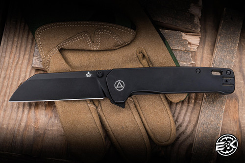 Preowned-QSP Knives Penguin Plus Flipper Knife Bronze Titanium Stonewash 3.3" CPM-20CV Black Stonewashed