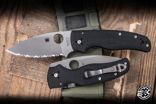 Spyderco Shaman Folding Knife Black FRN 3.6" CTS BD1N Satin Serrated  C229SBK