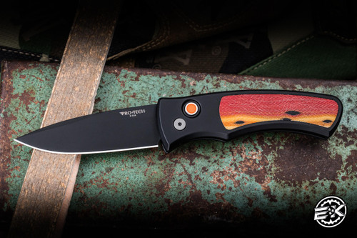 Preowned-ProTech Duke 2 Automatic Folding Knife Black Unique Micarta 2.65" MagnaCut DLC