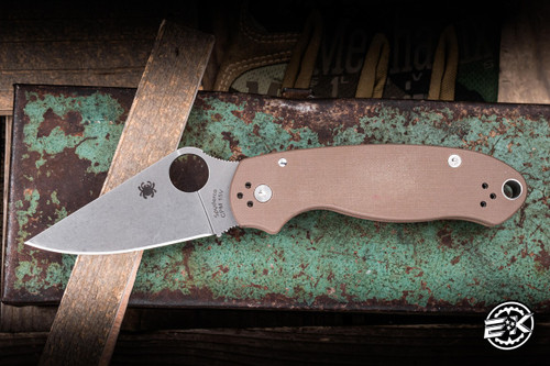 Preowned-Spyderco Para 3 Knife Brown G-10 2.93" CPM-15V Satin C223GPBN15V