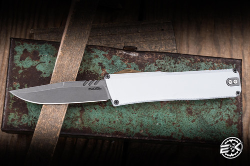 Preowned-Axial Knives Shift Aluminum Hidden White OTF 3.3" MagnaCut Wharncliffe Stonewash