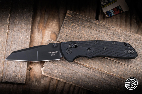 Preowned-Hogue Knives Deka Folding Knife Black G10 3.25" Wharncliffe Black 24266
