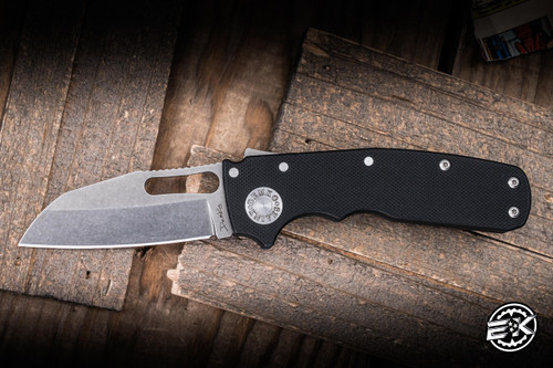 Preowned-Demko Knives Shark Cub Shark Lock Folding Knife Black Aluminum 2.75" 20CV Shark Foot Stonewash