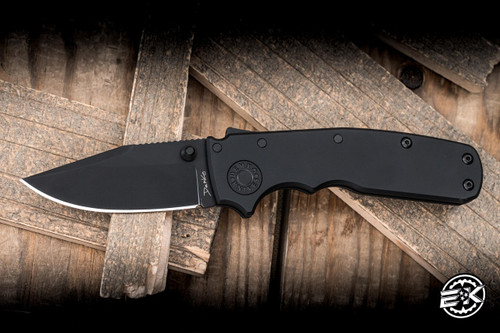 Demko Knives Shark-Cub Stealth Folding Knife Aluminum 2.7" 20CV Clip Point Black