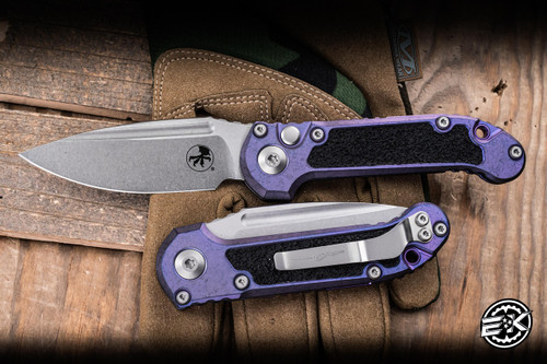 Microtech Marfione Select LUDT Gen III Automatic Folding Knife Purple Haze Titanium, Grip Inlay 3.4" M390 Stonewash 1135-10MS10