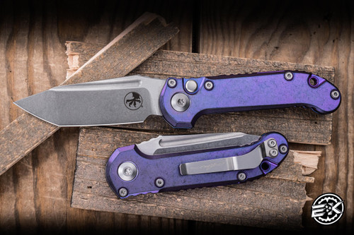 Microtech Marfione Select LUDT Automatic Folding Knife Purple Haze Titanium 3.4" M390 Tanto Stonewash 1136-10MS9