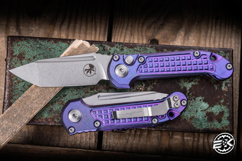 Marfione Select LUDT Gen III AUTO Folding Knife Purple Haze Titanium, Frag Inlay 3.45" M390MK Tanto Stonewashed 1136-10FRMS5