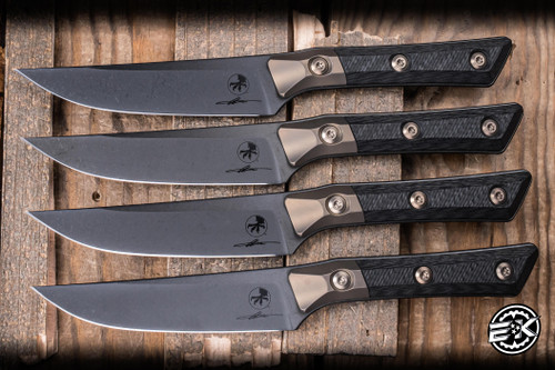 Microtech Kitchen Cutlery Steak Knife Set Carbon Fiber 4.5" M390 DLC 3600B-1SETDLCCFS