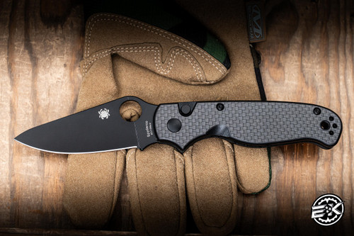 Spyderco Button Up Folding Knife Carbon Fiber Laminate G10 3.27" 8Cr13MoV Black Satin C275CFPBK