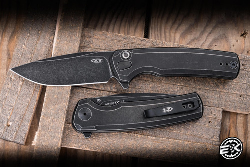 Zero Tolerance Folding Knife Titanium Button lock Flipper 3.3" CPM S45VN Black Wash 0044BW