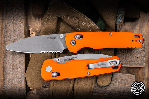 Kershaw Bel-Air XL EMT Manual Folding Knife Orange G10 3.25" MagnaCut Part Serrated Stonewash  6110EMTOR