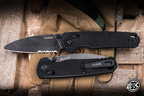 Kershaw Bel-Air XL EMT Manual Folding Knife Black G10 3.25" MagnaCut Part Serrated Blackwash  KER6110EMT