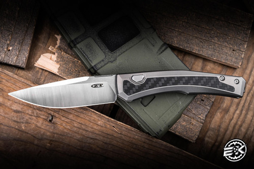 Preowned-Zero Tolerance 0556 Automatic Folding Knife Titanium/Carbon Fiber Inlay 3.4" MagnaCut  Satin