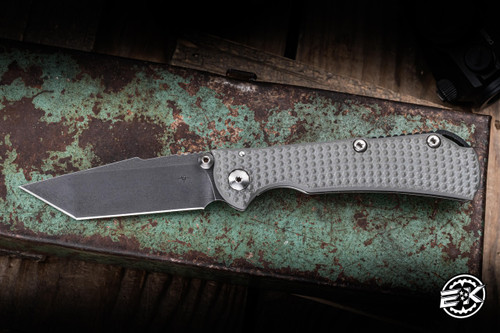 Preowned-Toor Knives Chasm XLT Stealth Folding Knife Gray G10/Titanium 3.13" Tanto Black Oxide