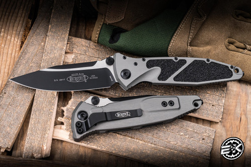 Microtech Socom Elite Manual Folding Knife Natural Clear Standard Aluminum 4" Tanto Stonewash 160-1NC