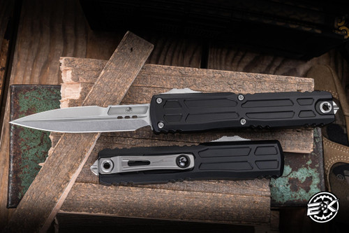 Microtech Ultratech EX ZBP Signature Series OTF Automatic Knife Black Aluminum 3.5" M390 Bayonet Stonewash 1120EX-10S