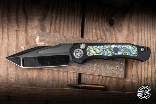 Heretic Wraith V4 Automatic Knife Chassiss Abalone Cracked Ice Aluminum w/ Carbon Inlay 3.7" CPM MagnaCut Tanto HK-SS26009