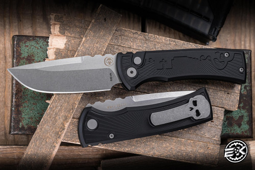 Chaves Protech Redencion 229 Automatic Folding Knife Black Aluminum 3.4" CPM-S35VN Key Milled Drop Point