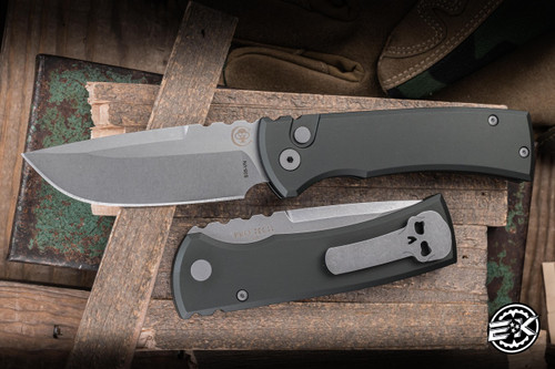 Chaves Protech Redencion 229 Automatic Folding Knife Green Aluminum 3.4" CPM-S35VN Drop Point