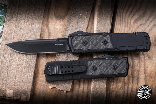 Guardian Tactical Apex OTF Knife Black Aluminum, Carbon Fiber Inlay 3.4" MagnaMax Drop Point Black