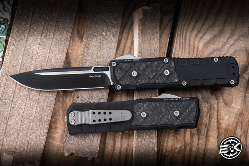 Guardian Tactical Apex OTF Knife Black Aluminum, Carbon Fiber Inlay 3.4" MagnaMax Drop Point TT Black
