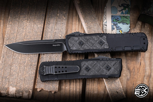 Guardian Tactical Apex OTF Knife Carbon Fiber Inlay Titanium 3.4" Drop Point Damascus Dark Stonewash