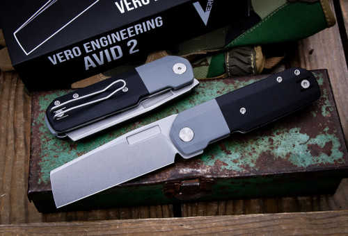 Vero Engineering Avid 2 Folding Knife Gray-Black 3.25" S45VN Stonewash  