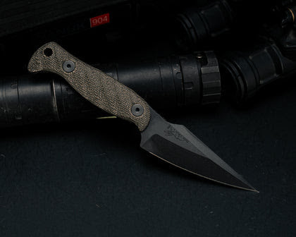 Half Face Blades Gulo Gulo Fixed Blade Knife OD Green Canvas Micarta 3" S45vn Cerakote