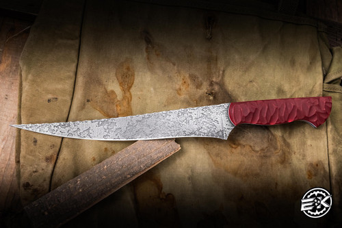 Half Face Blades Large Filet Knife Red Chaos G10 9" S45vn EK-2901