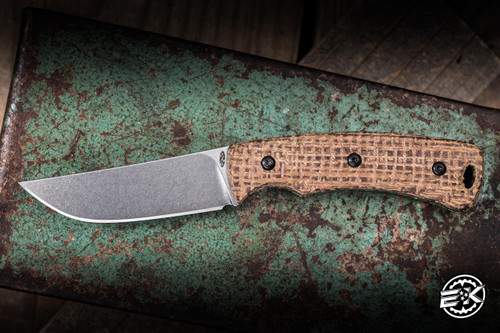 Three Rivers Manufacturing TRM TAGALONG Fixed Blade Knife Burlap Micarta  2.4" MagnaCut TRM-TAG-BUR-MIC-MC