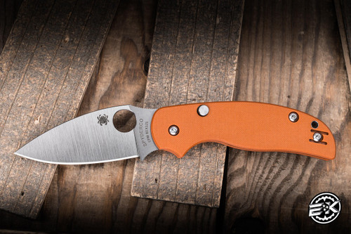 Spyderco Sage 6 Button Release Folding Knife Burnt Orange G10 3" REX 121 Satin C123GPBOR