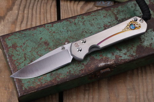 Chris Reeve Knives Small Sebenza 31 Titanium Unique Graphic Mosaic Opal 3" MagnaCut Polished Drop Point-1408-1192-2