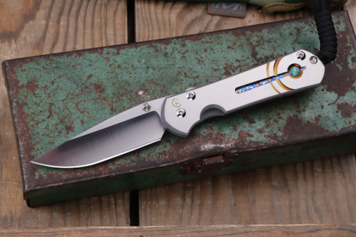 Chris Reeve Knives Small Sebenza 31 Titanium Unique Graphic Mosaic Opal 3" MagnaCut Polished Drop Point-1408-1192-3