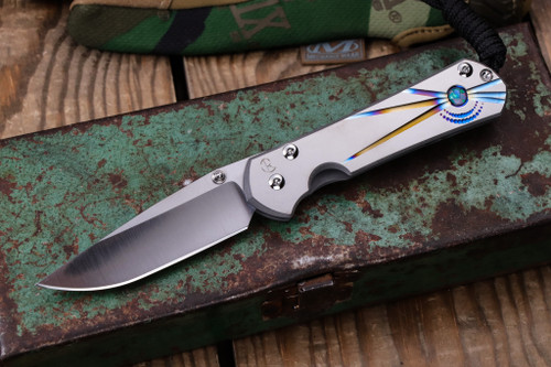 Chris Reeve Knives Small Sebenza 31 Titanium Unique Graphic Mosaic Opal 3" MagnaCut Polished Drop Point-1408-1192-4