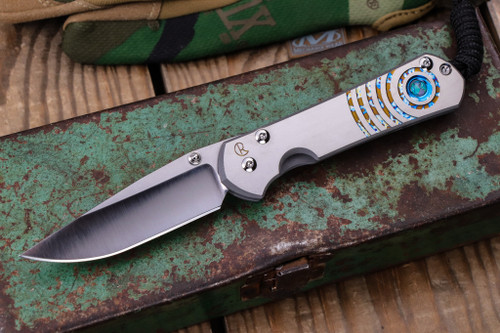 Chris Reeve Knives Small Sebenza 31 Titanium Unique Graphic Mosaic Opal 3" MagnaCut Polished Drop Point-1408-1192-5
