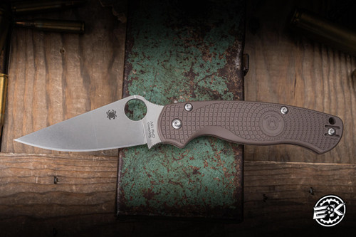 Spyderco ParaMilitary 2 Lightweight Folding Knife Brown FRN 3.4" CPM 15V Clip Point Satin C81PBN15V2