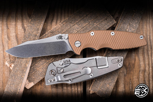 Rick Hinderer Knives EKlipse Non-Flipper 3.5" Spearpoint Magnacut Knife Coyote G10, Stonewash