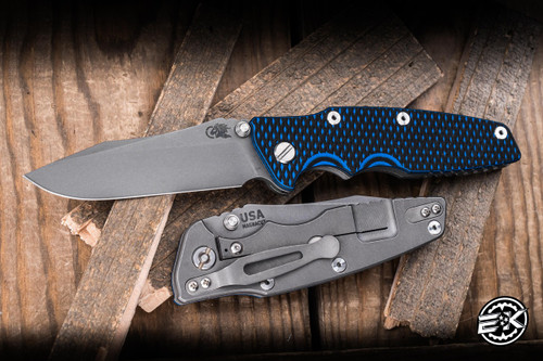 Rick Hinderer Knives EKlipse Non-Flipper 3.5" Spearpoint Magnacut Knife Blue/Black G10, Working Finish