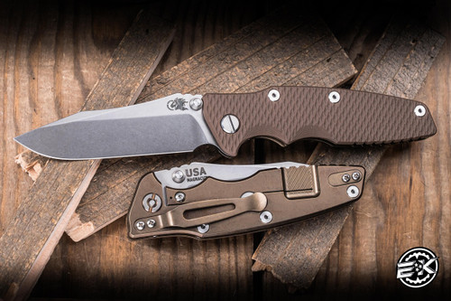 Rick Hinderer Knives EKlipse Non-Flipper 3.5" Spearpoint Magnacut Knife FDE G10, Stonewash Bronze