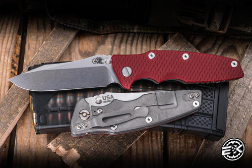 Rick Hinderer Knives EKlipse Non-Flipper 3.5" Spearpoint Magnacut Knife Red G10, Working Finish Stonewash