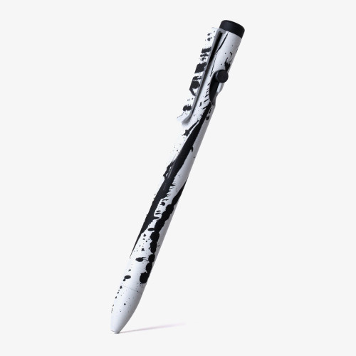 Tactile Turn Abstract Pen Standard White/Black Splatter with Black Accents Titanium Pen 5.6" G2
