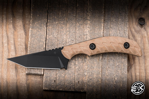 Toor Knives Shifter T Fixed Blade Knife FDE G10 2.75" M4 Tanto Black KG Gunkote