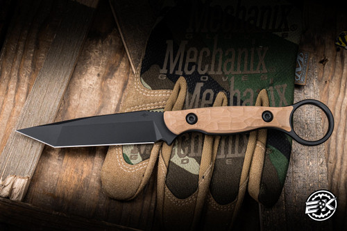 Toor Knives Serpent T Fixed Blade Knife FDE G10 3.75" M4 Tanto Stonewash
