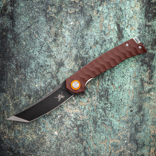 Skallywag Tactical Sao Feng Folding Knife Deep Red G10 3.75" 420 Stainless Steel Tanto
