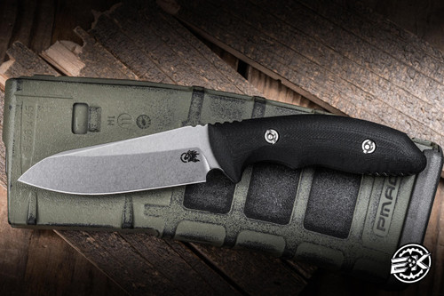 Hinderer Flash Point Fixed Blade Knife Black G10 3" Magnacut Sheepsfoot Stonewash EK-3000