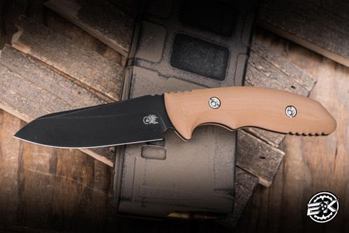 Hinderer Flash Point Fixed Blade Knife Coyote G10 3" Magnacut Sheepsfoot Battle Black EK-3009