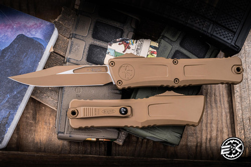 Microtech Combat Troodon Gen III OTF Automatic Tan Aluminum 4" M390 Bowie Cerakote 1146-1CTA