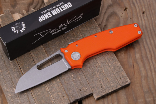 Demko Knives AD22 Folding Knife Orange G10 3" Magnacut Shark Foot